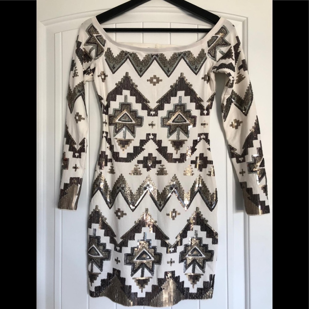 Long sleeve sequin dress